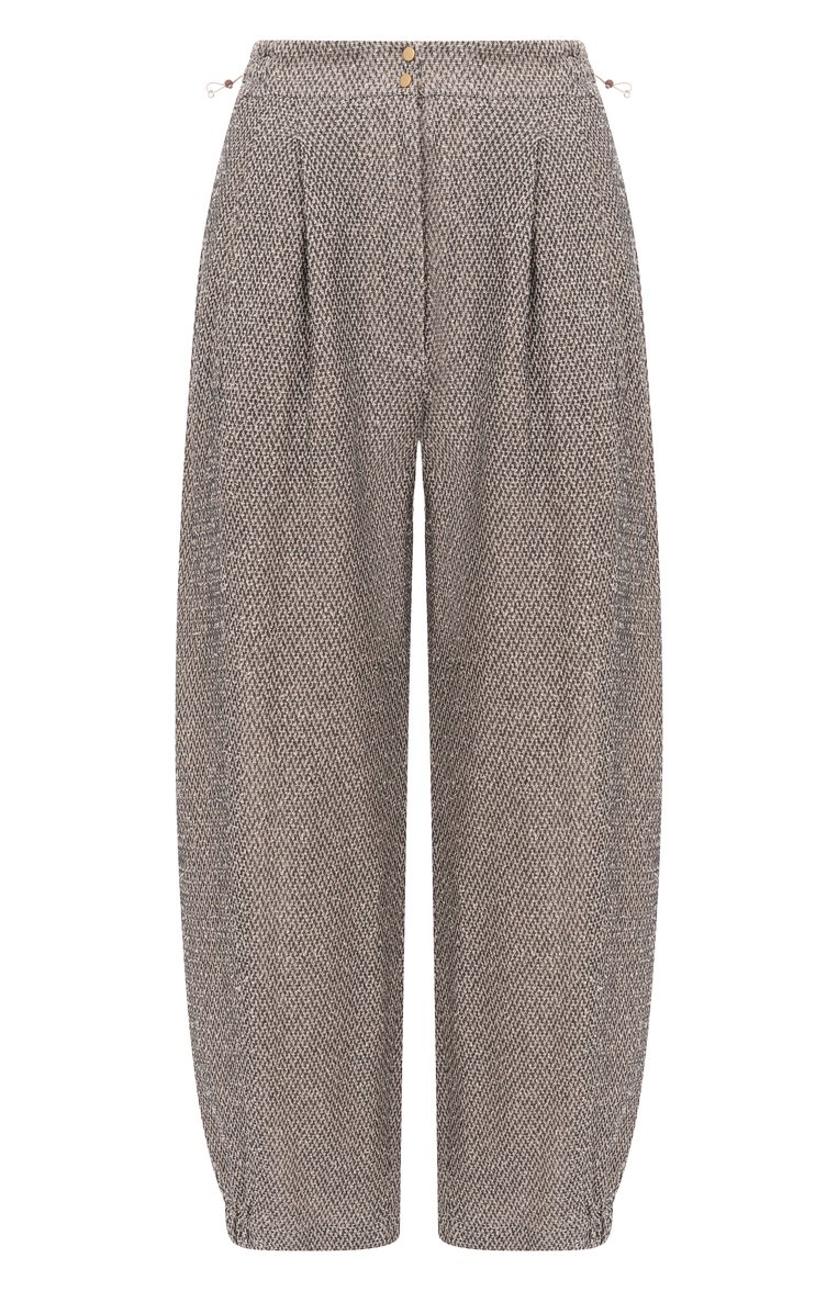 Женские хлопковые брюки GIORGIO ARMANI темно-серого цвета, арт. GW001072/AF15058 | Фото 1 (Длина (брюки, джинсы): Укороченные; Материал внешний: Хлопок; Женское Кросс-КТ: Брюки-одежда; Стили: Классический; Кросс-КТ: костюм; Силуэт Ж (брюки и джинсы): Джоггеры)