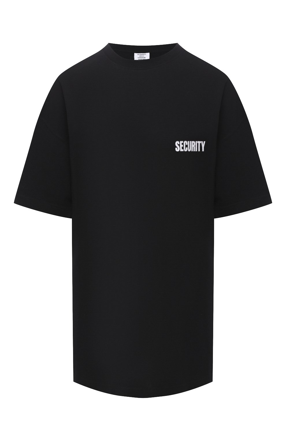 Хлопковая футболка VETEMENTS черного цвета по цене 25850 руб., арт. UAH21TR510 1600/W, фото 1 Хлопковая футболка VETEMENTS, арт. UAH21TR510 1600/W, фото 1
