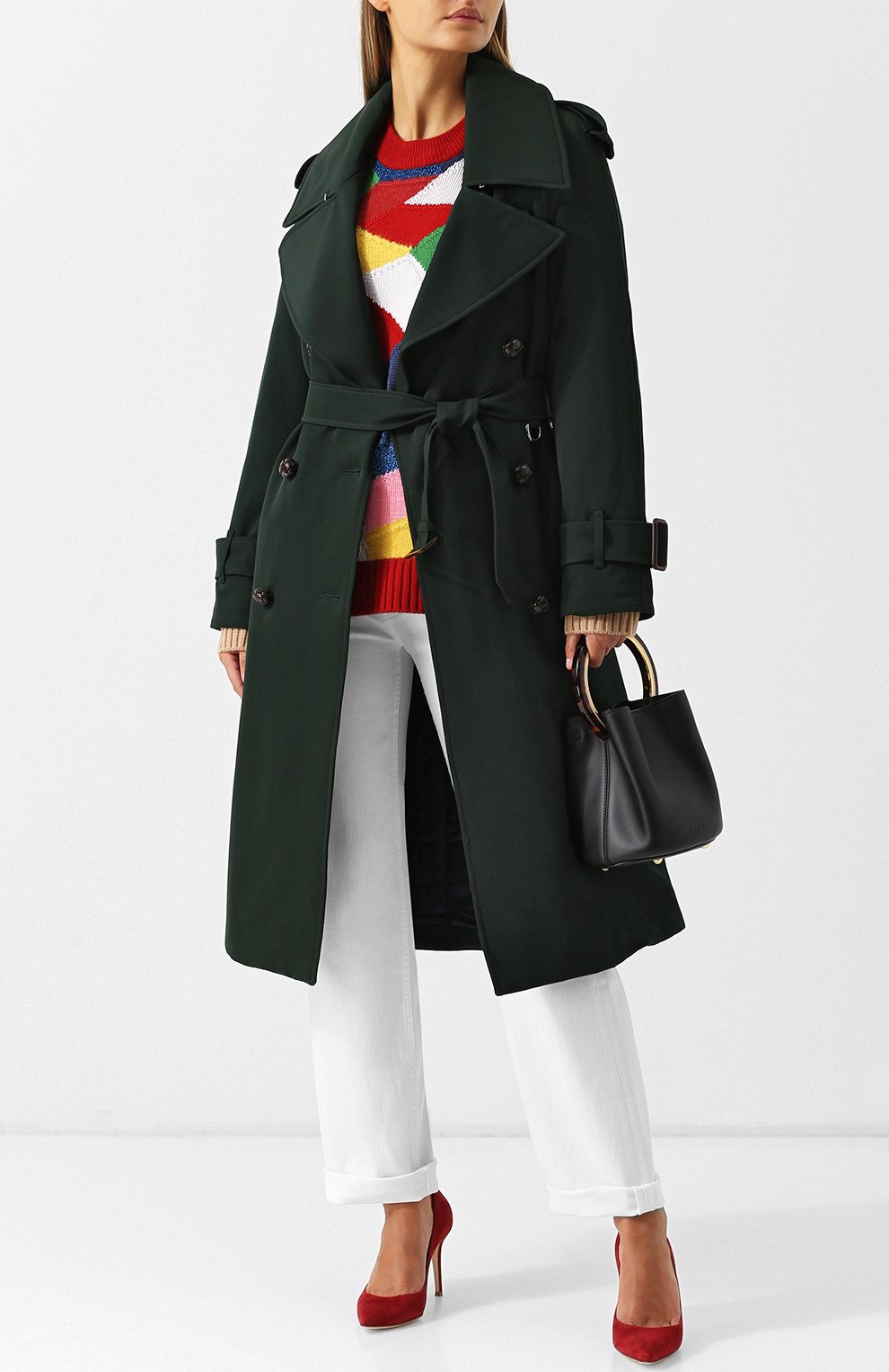 Двубортное шерстяное пальто с поясом BURBERRY, арт. 8003620, фото 2