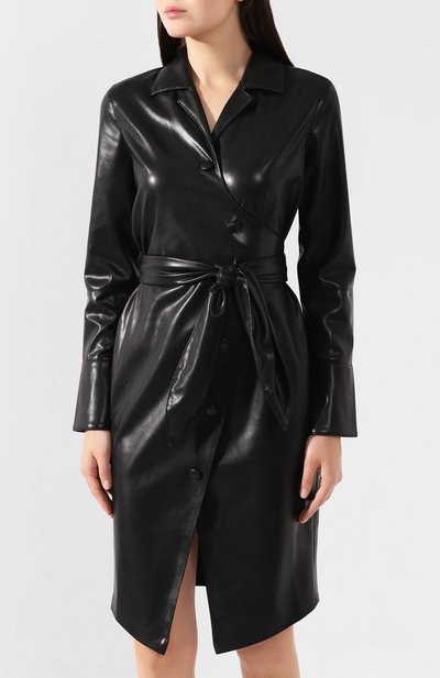 Платье с поясом NANUSHKA черного цвета по цене 63150 руб., арт. AILSA_BLACK_VEGAN LEATHER, фото 3 Платье с поясом NANUSHKA, арт. AILSA_BLACK_VEGAN LEATHER, фото 3