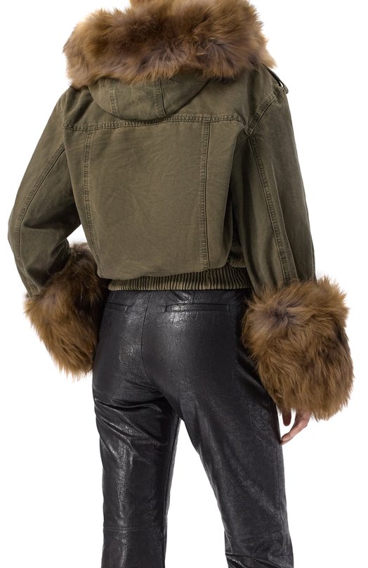 Бомбер с отделкой из овчины Blumarine 2J203W_SET Хаки  2J203W_SET Фото 4