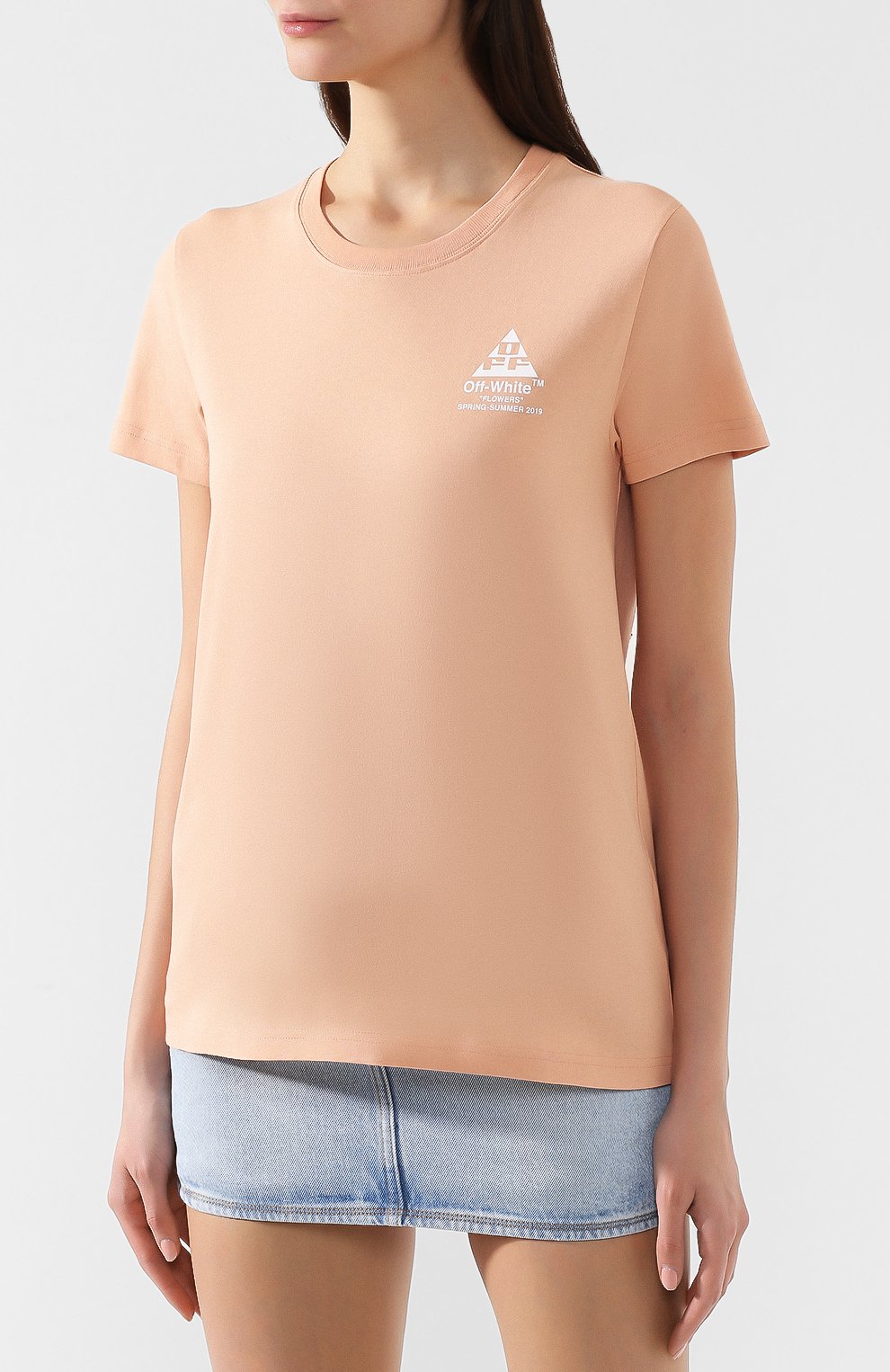 Хлопковая футболка OFF-WHITE бежевого цвета по цене 56700 руб., арт. 0WAA049R19B070540301, фото 3 Хлопковая футболка OFF-WHITE, арт. 0WAA049R19B070540301, фото 3