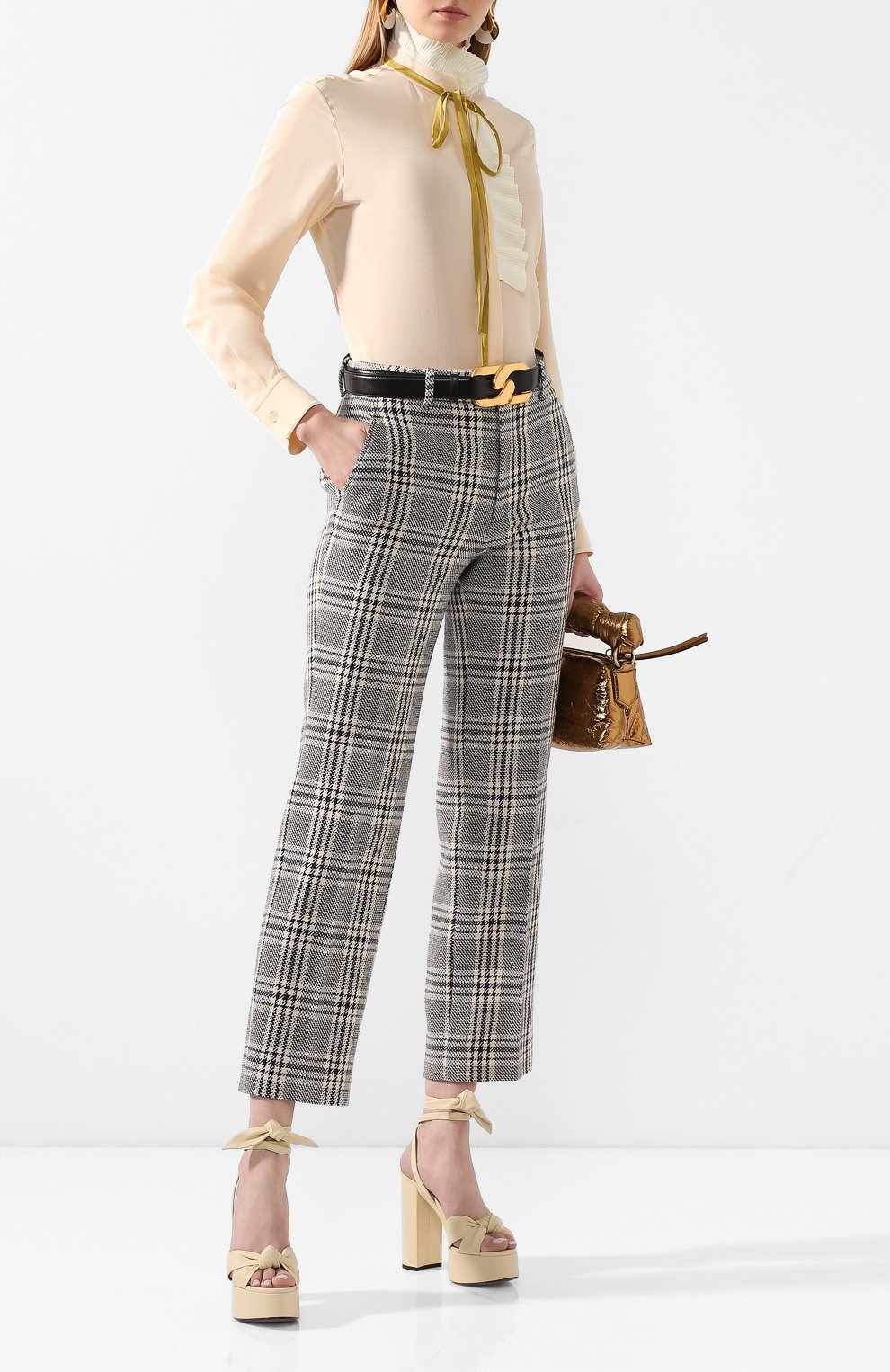 Брюки из смеси шерсти и хлопка GUCCI синего цвета по цене 141120 руб., арт. 595172/ZAC6B, фото 2 Брюки из смеси шерсти и хлопка GUCCI, арт. 595172/ZAC6B, фото 2