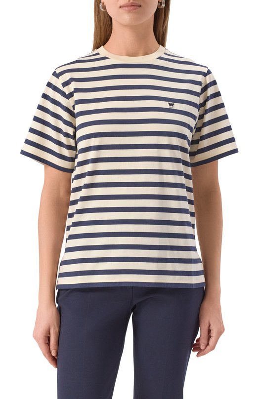 Хлопковая футболка Weekend Max Mara SATRAP0 Кремовый  SATRAP0 Фото 3