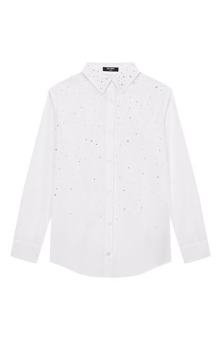 Хлопковая рубашка с отделкой стразами BALMAIN, арт. BX5A20