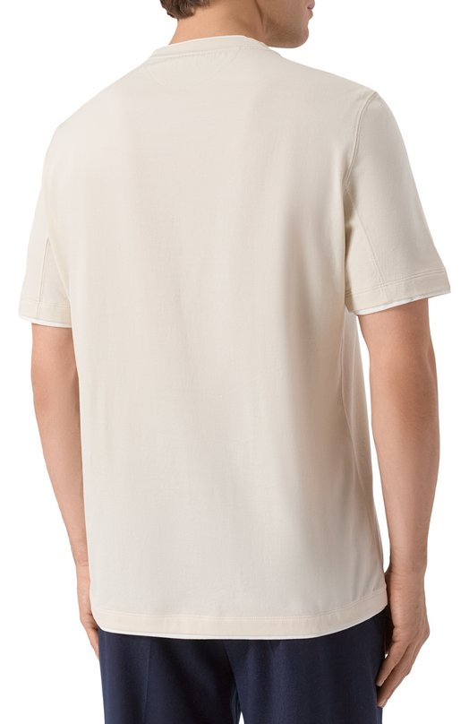 Хлопковая футболка Brunello Cucinelli M0B137427 Кремовый  M0B137427 Фото 4