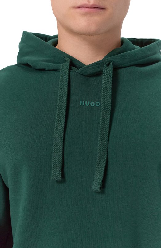 Хлопковое худи HUGO 50486478 Зелёный  50486478 Фото 5