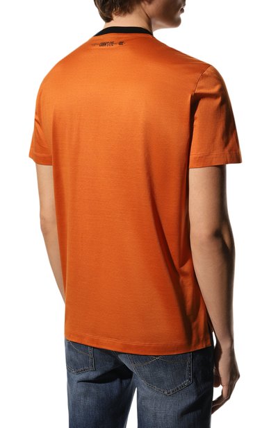 Хлопковая футболка CROW’S EYE оранжевого цвета по цене 21250 руб., арт. LE 61, фото 4 Хлопковая футболка CROW’S EYE, арт. LE 61, фото 4