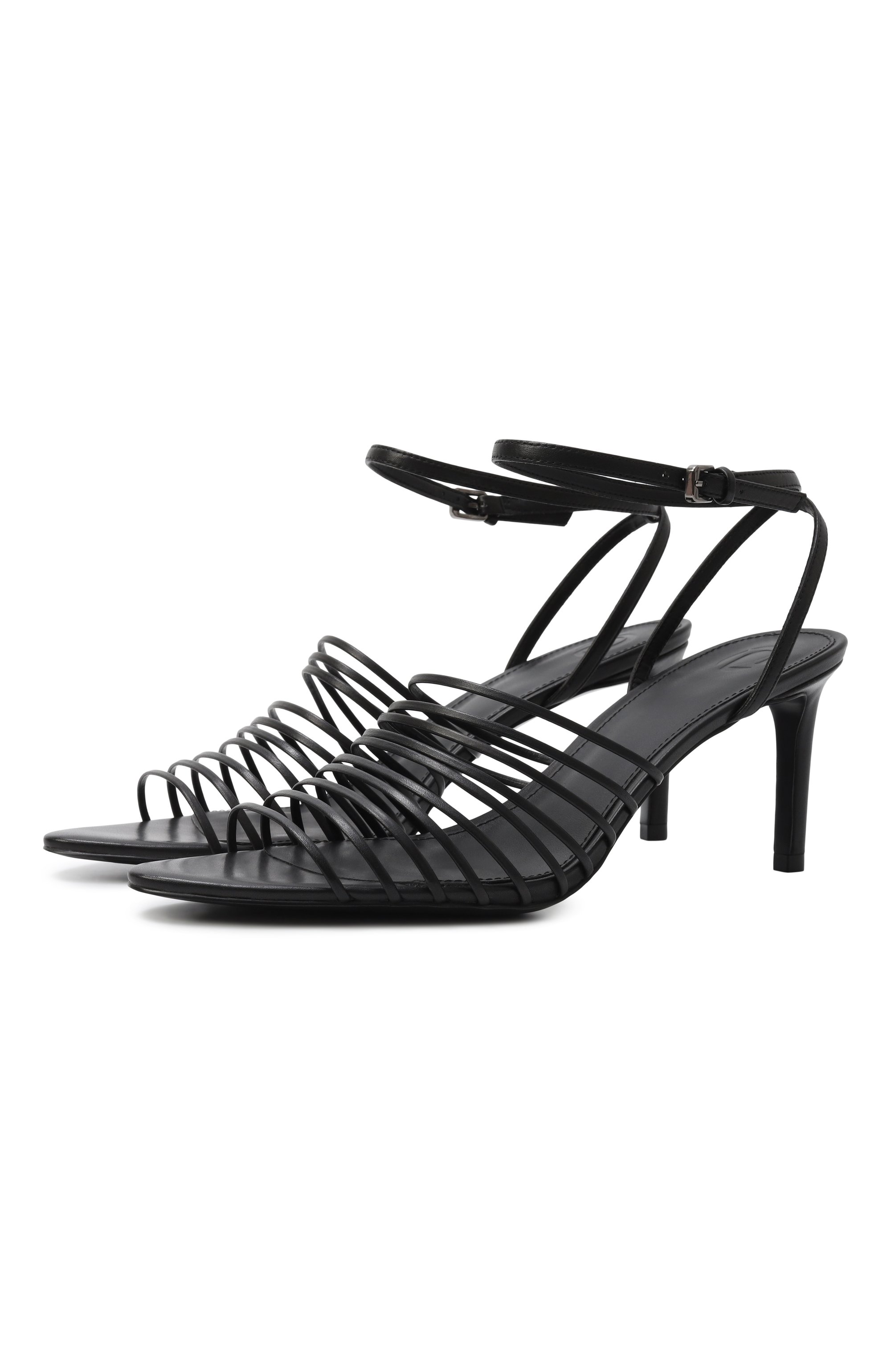 Кожаные босоножки 12 STOREEZ черного цвета по цене 19000 руб., арт. 128227, фото 1 Кожаные босоножки 12 STOREEZ, арт. 128227, фото 1