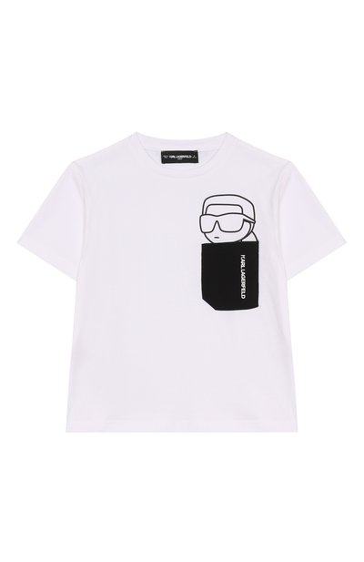 Хлопковая футболка KARL LAGERFELD KIDS, арт. Z30423