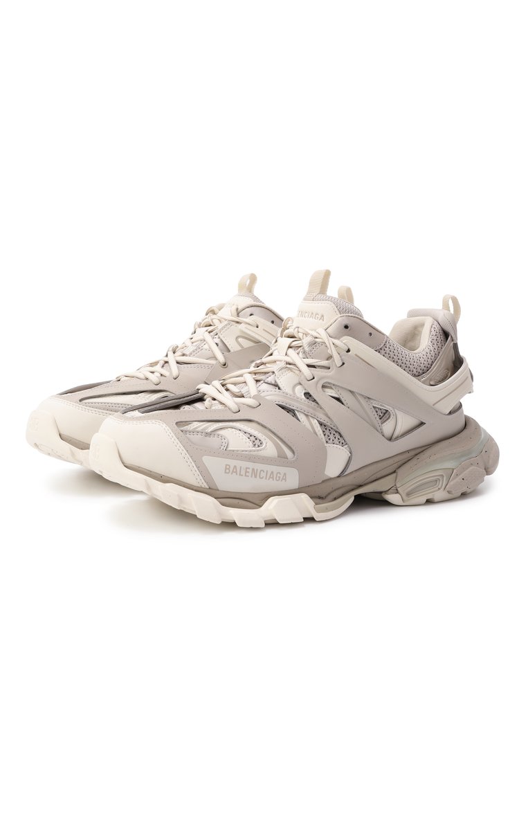 Мужские комбинированные кроссовки track BALENCIAGA светло-бежевого цвета, арт. 542023/W3FE4 | Фото 1 (Подошва: Массивная; Материал внешний: Экокожа; Материал внутренний: Текстиль; Кросс-КТ: Низкие; Стили: Гранж; Материал утеплителя: Без утеплителя)