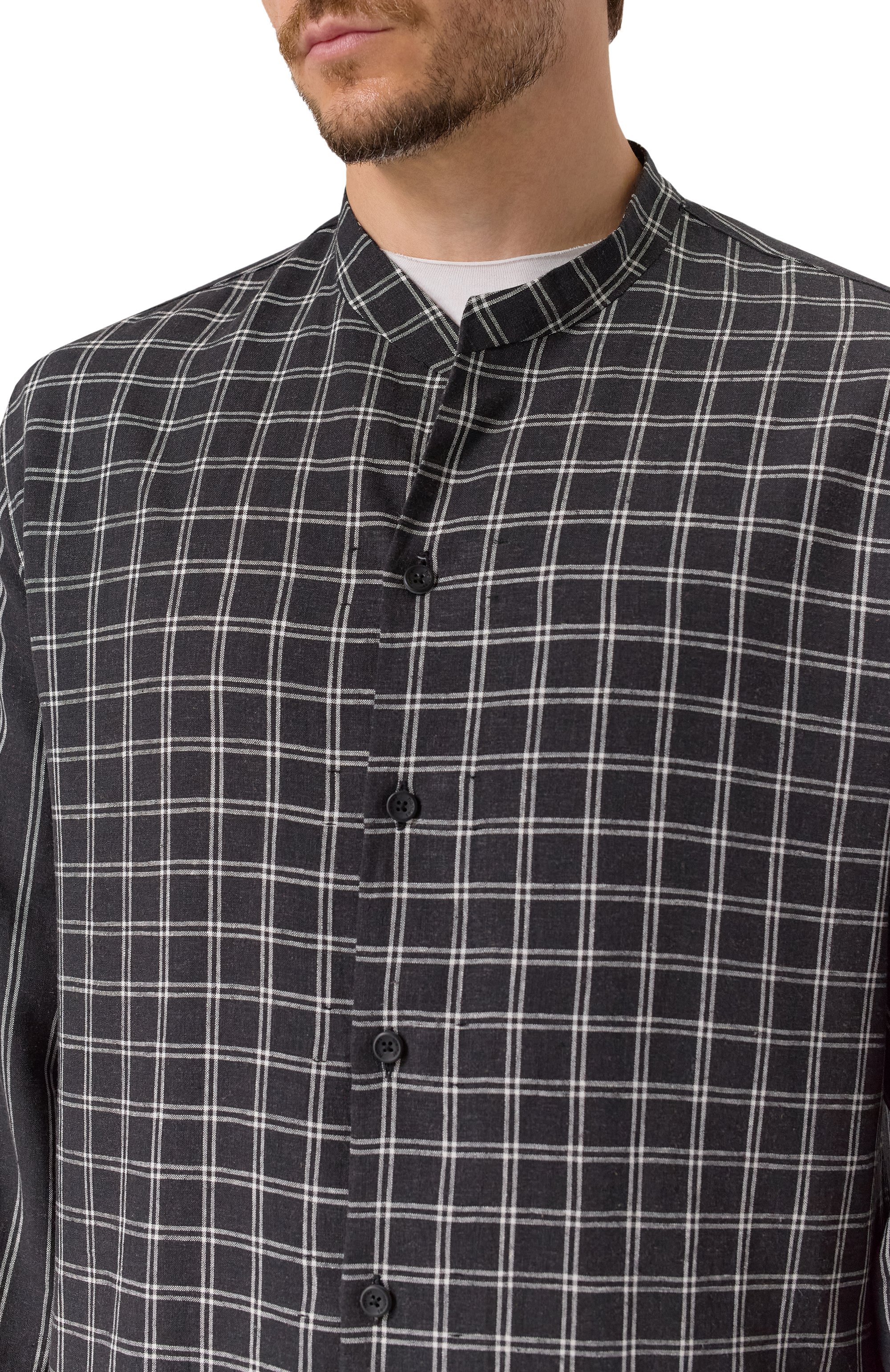 Рубашка из вискозы и льна HANNES ROETHER темно-серого цвета по цене 32850 руб., арт. T029PAS.3053.3052, фото 5 Рубашка из вискозы и льна HANNES ROETHER, арт. T029PAS.3053.3052, фото 5