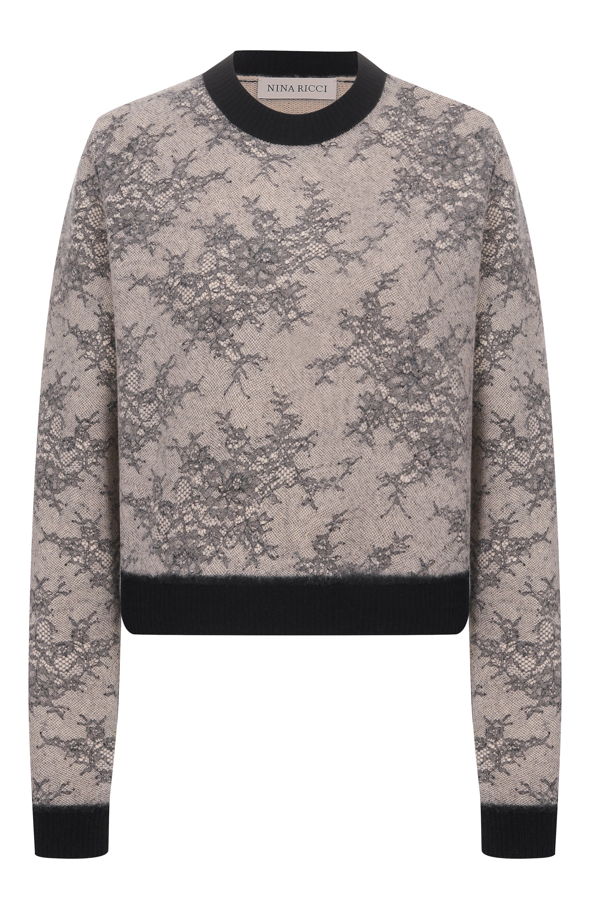 Шерстяной пуловер NINA RICCI серого цвета по цене 141500 руб., арт. 25AMPU009/ML0584, фото 1 Шерстяной пуловер NINA RICCI, арт. 25AMPU009/ML0584, фото 1