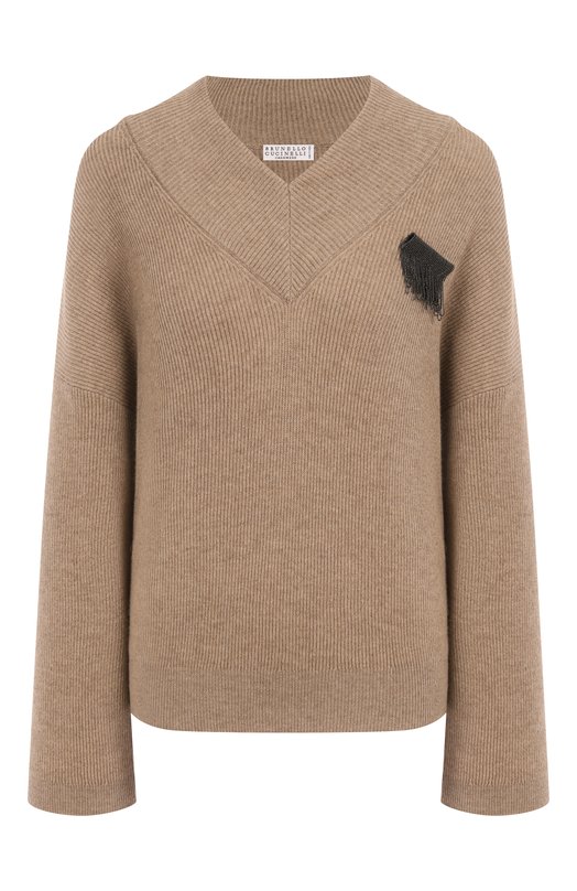 Кашемировый пуловер Brunello Cucinelli M12216302P Бежевый M12216302P