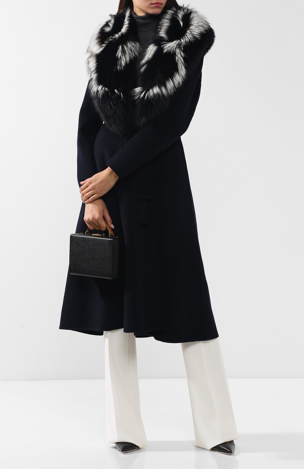 Шерстяное пальто с меховым воротником YVES SALOMON, арт. 9WYM01119CBRD, фото 2