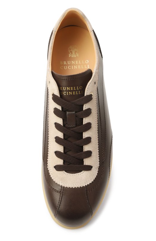 Кожаные кеды Brunello Cucinelli MZUVRSD337 Коричневый  MZUVRSD337 Фото 6