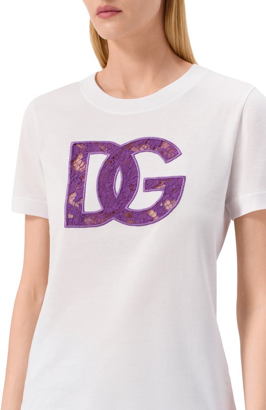 Хлопковая футболка Dolce & Gabbana F8V20Z/GDC9V Белый  F8V20Z/GDC9V Фото 5