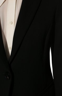 Женский шерстяной жакет EMPORIO ARMANI черного цвета, арт. 0NG3BT/02002 | Фото 5 (Материал подклада: Вискоза; Материал внешний: Шерсть; Рукава: Длинные; Длина (для топов): Стандартные; Стили: Классический; Женское Кросс-КТ: Жакет-одежда; 1-2-бортные: Однобортные; Случай: Формальный; Драгоценные камни: Проставлено; Материал сплава: Проставлено; Региональные ограничения белый список (Axapta Mercury): Не проставлено)