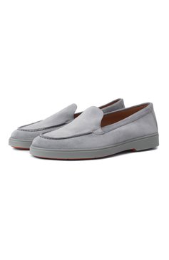Женские замшевые лоферы SANTONI голубого цвета, арт. WUYG58856AIANPYL | Фото 1 (Материал внутренний: Натуральная кожа; Подошва: Платформа; Материал внешний: Натуральная кожа, Замша; Каблук высота: Низкий; Драгоценные камни: Проставлено; Материал сплава: Проставле�но)