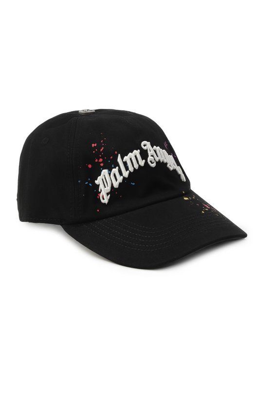 Хлопковая бейсболка Palm Angels PMLB104F25FAB001 Чёрный PMLB104F25FAB001