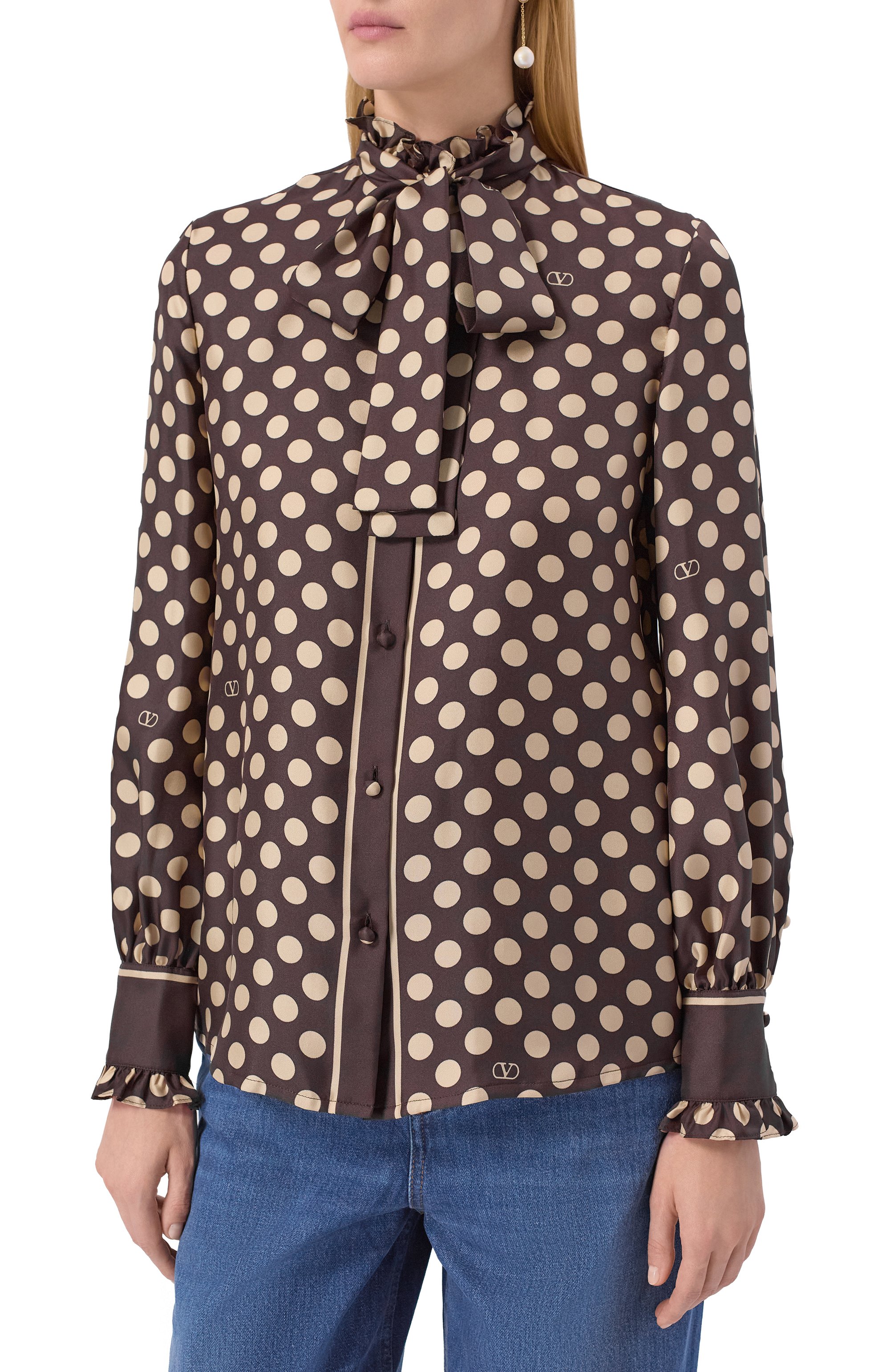 Шелковая блузка VALENTINO, арт. 7B3AB7T7/9JH, фото 3