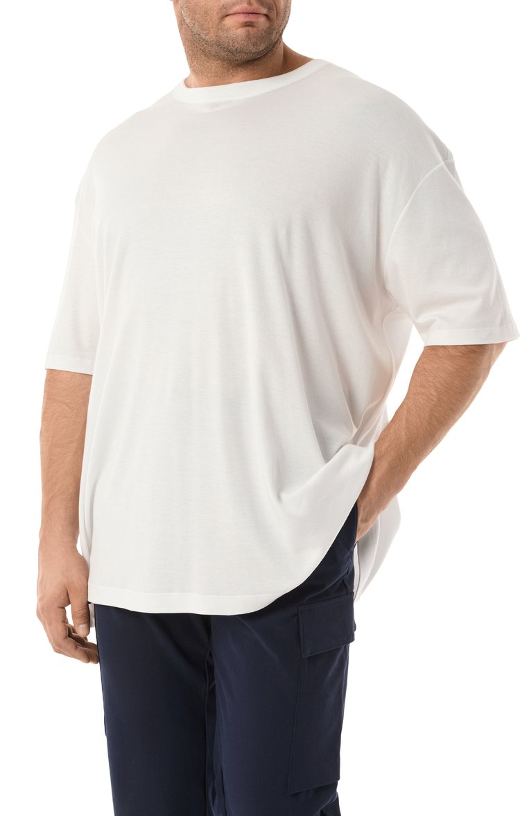 Мужская футболка PAUL&SHARK белого цвета, арт. 25411026/5XL | Фото 3 (Длина (для топов): Удлиненные; Драгоценные камни: Проставлено; Материал сплава: Проставлено; Рукава: Короткие, 3/4; Принт: Без принта; Стили: Кэжуэл; Big sizes: Big Sizes; Материал внешний: Хлопок; Кросс-КТ: Джерси; Мужское Кросс-КТ: Футболка-одежда)