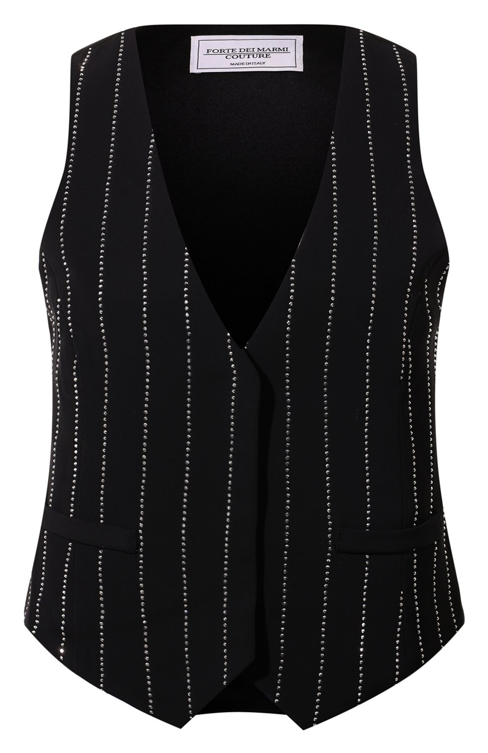 Жилет с отделкой стразами FORTE DEI MARMI COUTURE черного цвета по цене 42450 руб., арт. 24WF3437, фото 1 Жилет с отделкой стразами FORTE DEI MARMI COUTURE, арт. 24WF3437, фото 1