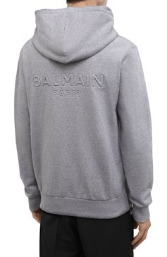 Мужской хлопковая толстовка BALMAIN серого цвета, арт. XH1JR010/BB20 | Фото 4 (Рукава: Длинные; Материал внешний: Хлопок; Длина (для топов): Стандартные; Мужское Кросс-КТ: Толстовка-одежда; Стили: Спорт-шик; Региональные ограничения белый список (Axapta Mercury): RU; Драгоценные кам�ни: Проставлено; Материал сплава: Проставлено)