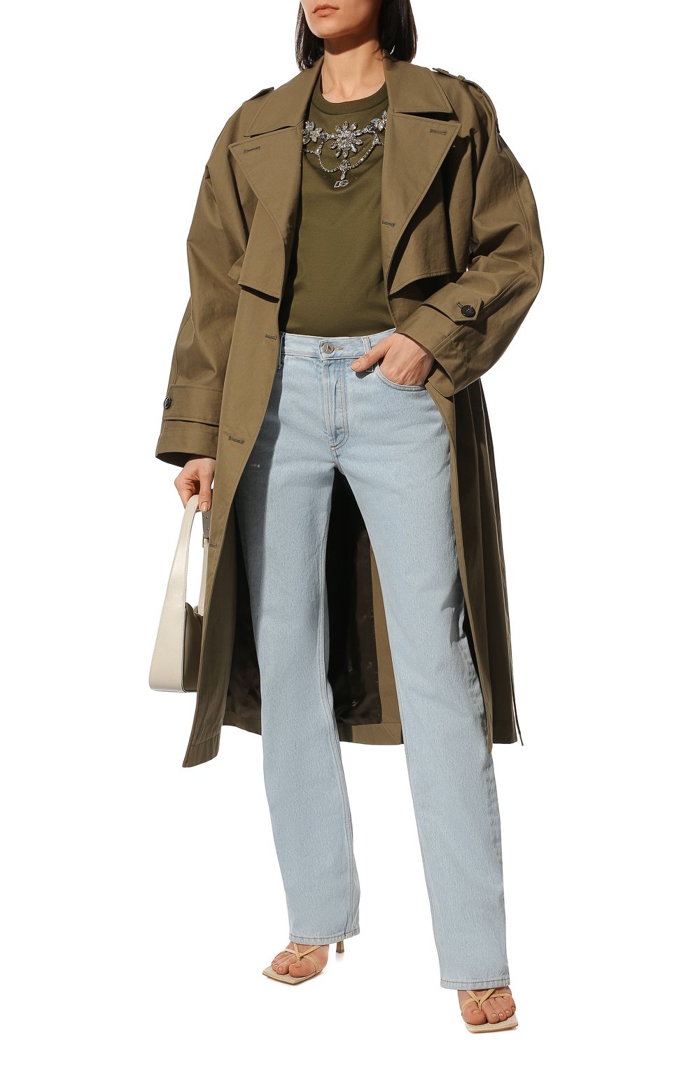 Хлопковая футболка DOLCE & GABBANA хаки цвета по цене 131500 руб., арт. F8R20Z/G7C6I, фото 2 Хлопковая футболка DOLCE & GABBANA, арт. F8R20Z/G7C6I, фото 2
