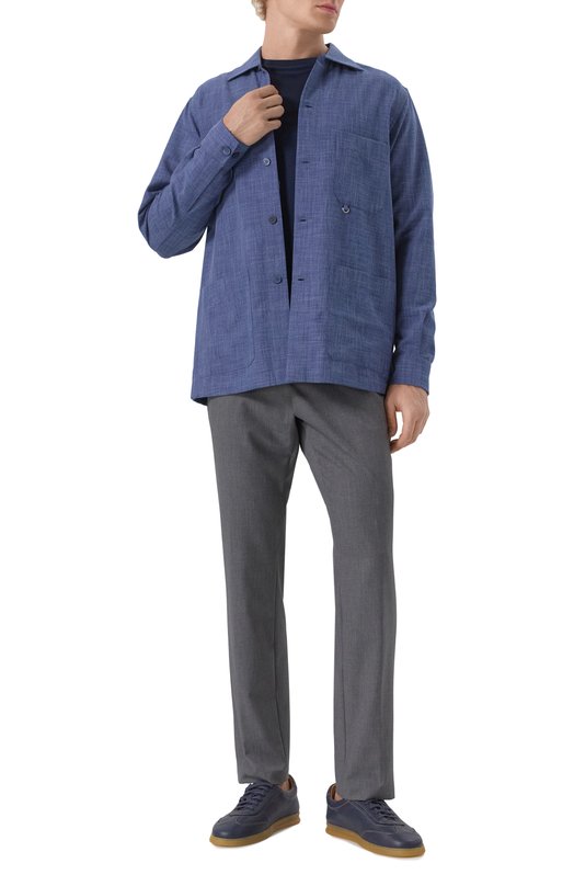 Рубашка из хлопка и шерсти Stefano Ricci SP007776/CTW02S Синий  SP007776/CTW02S Фото 2