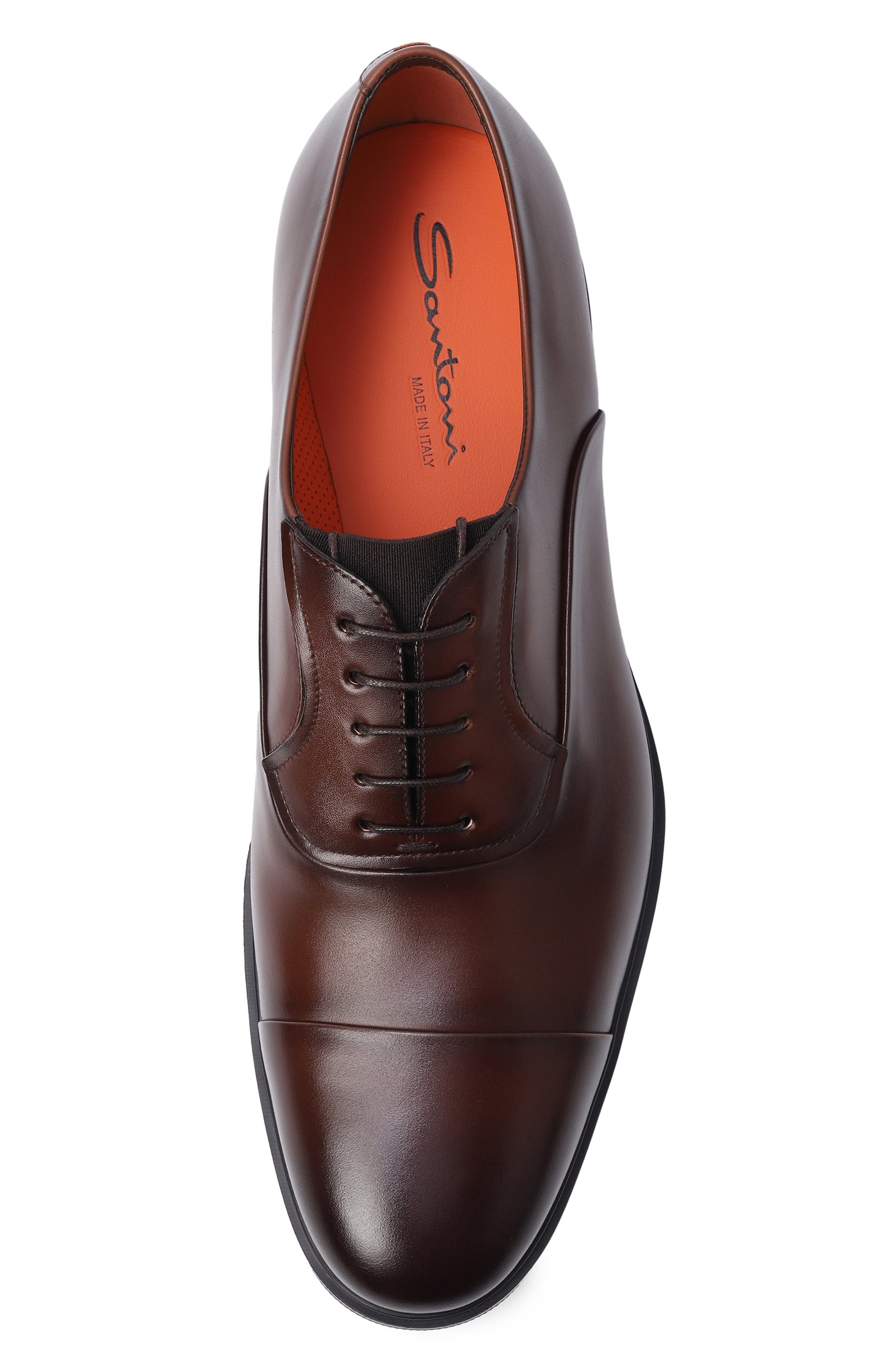 Кожаные оксфорды easy SANTONI темно-коричневого цвета по цене 77100 руб., арт. MGEG18957NEAXNTG, фото 5 Кожаные оксфорды easy SANTONI, арт. MGEG18957NEAXNTG, фото 5