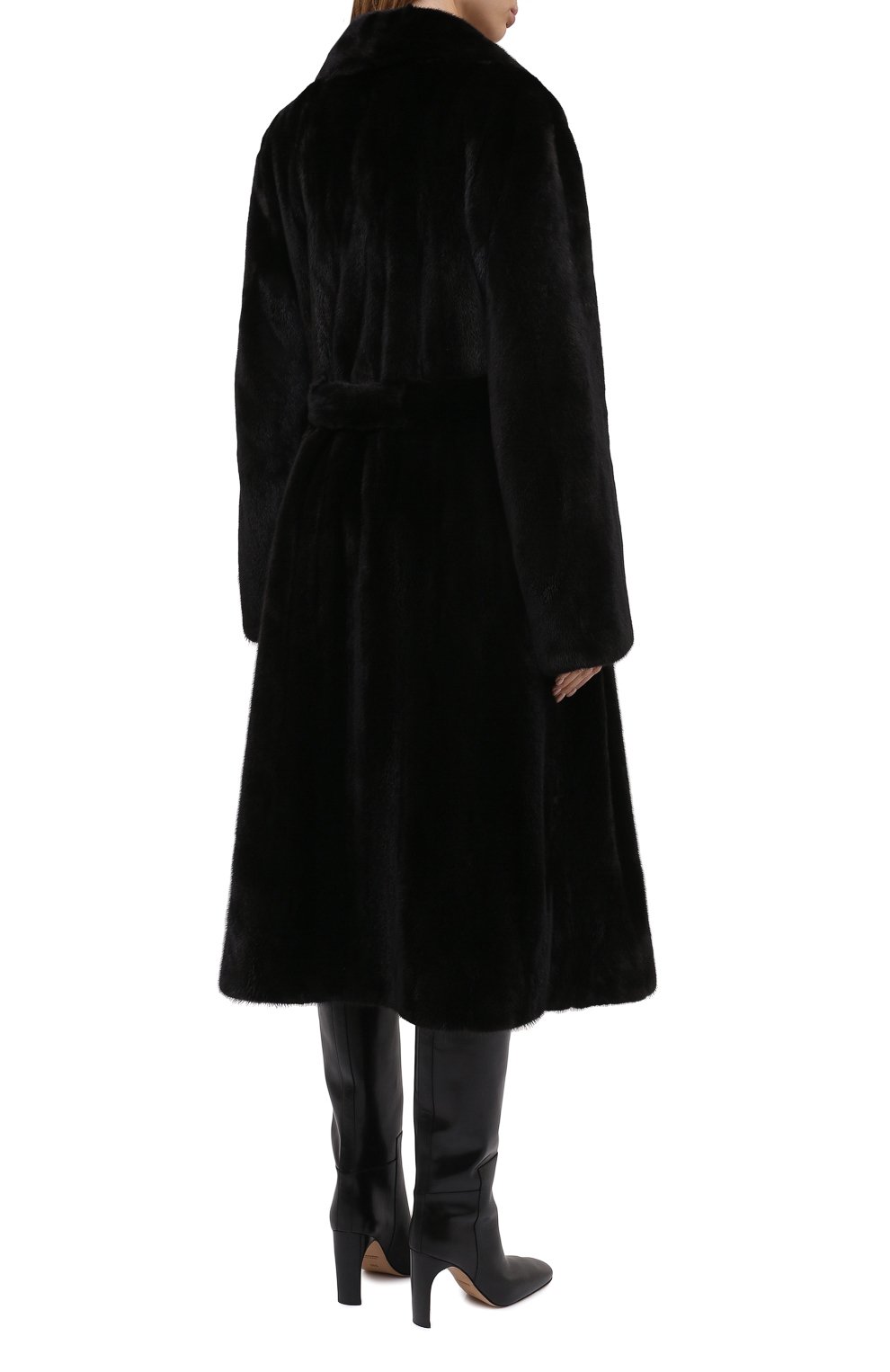 Шуба из меха норки с поясом YVES SALOMON черного цвета по цене 1165000 руб., арт. 8WYM29314VMLX, фото 4 Шуба из меха норки с поясом YVES SALOMON, арт. 8WYM29314VMLX, фото 4