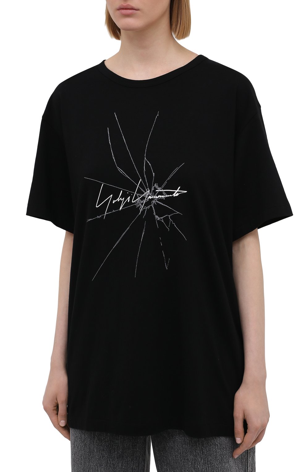 Хлопковая футболка YOHJI YAMAMOTO черного цвета по цене 38300 руб., арт. FD-T14-075, фото 3 Хлопковая футболка YOHJI YAMAMOTO, арт. FD-T14-075, фото 3