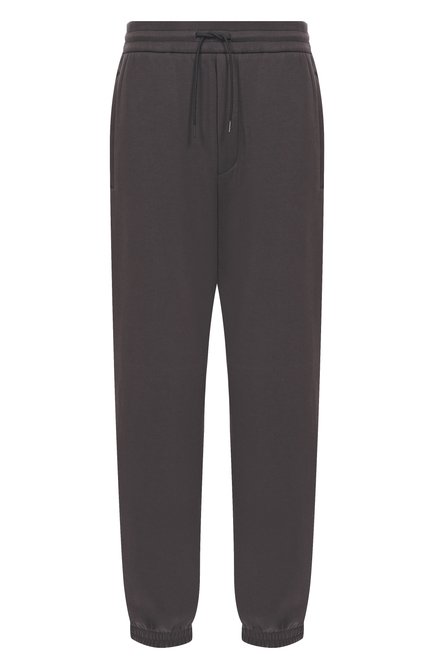 Мужские хлопковые джоггеры EMPORIO ARMANI темно-серого цвета, арт. EM001746/AF10013 | Фото 1 (Материал внешний: Хлопок; Длина (брюки, джинсы): Стандартные; Драгоценные камни: Проставлено; Материал сплава: Проставлено; Силуэт М (брюки): Джоггеры)