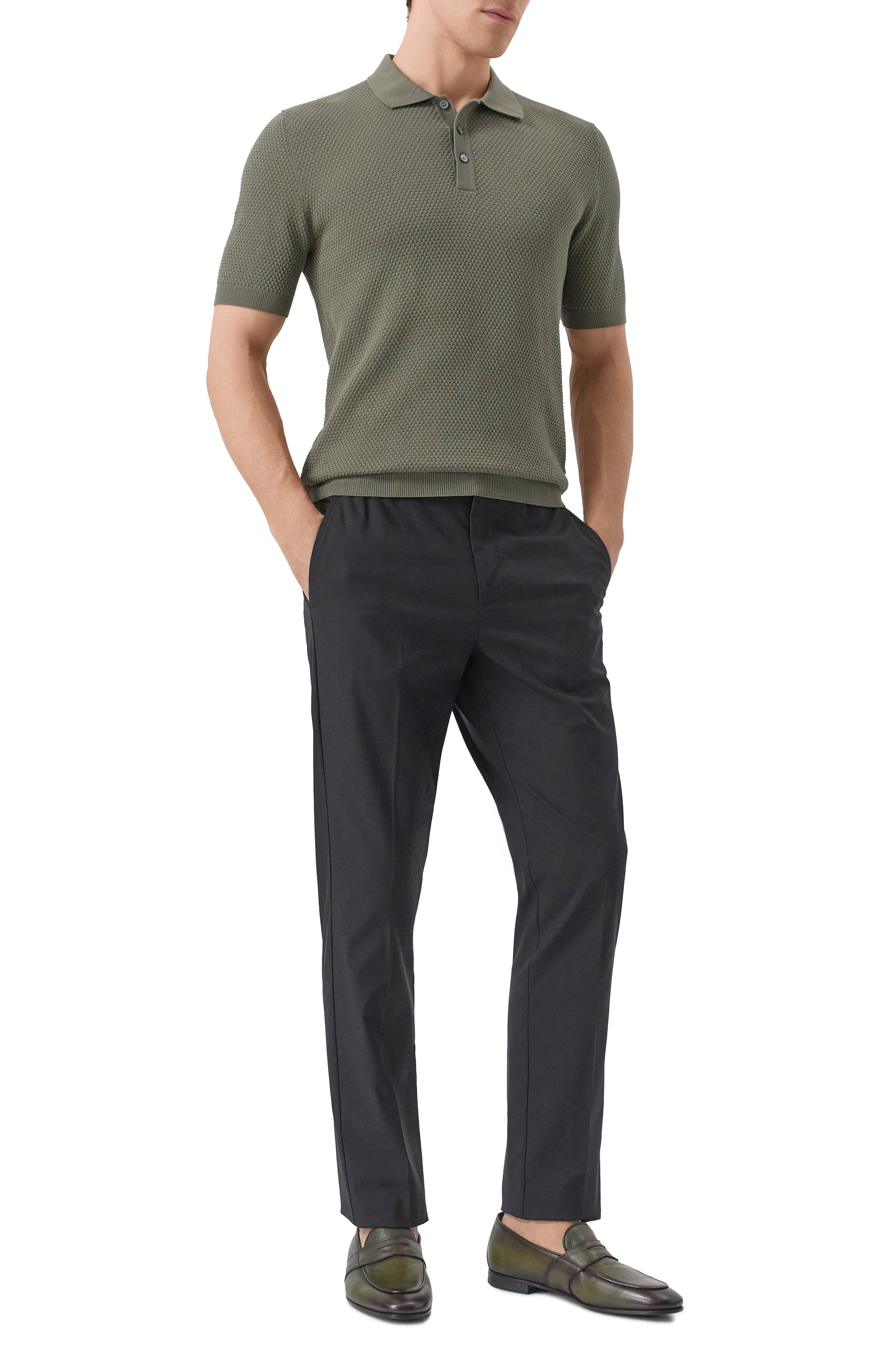 Кожаные пенни-лоферы W.GIBBS хаки цвета по цене 59900 руб., арт. 0801011, фото 2 Кожаные пенни-лоферы W.GIBBS, арт. 0801011, фото 2