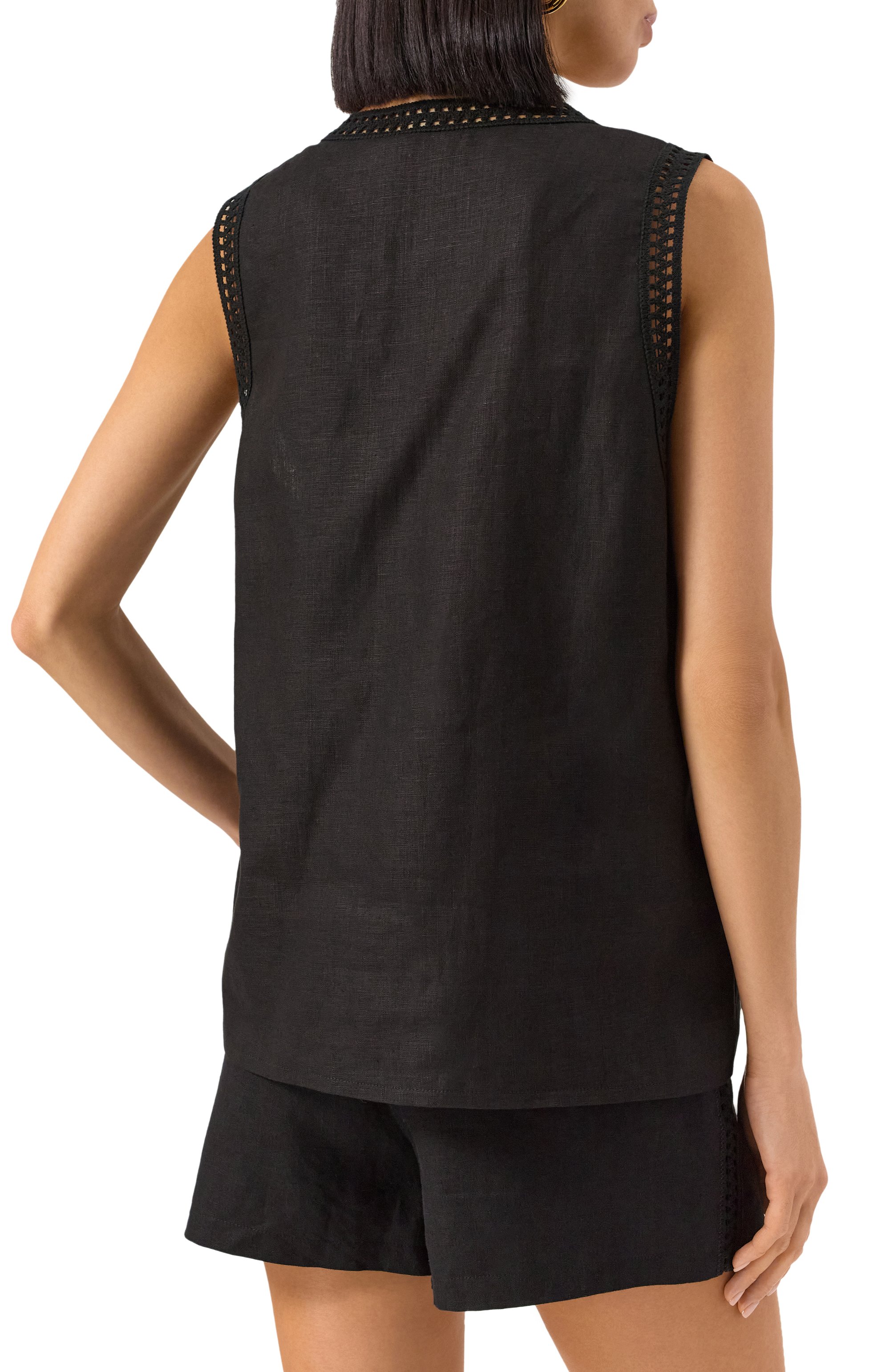 Льняной топ MVST черного цвета по цене 95900 руб., арт. TXBBL-Y102, фото 4 Льняной топ MVST, арт. TXBBL-Y102, фото 4