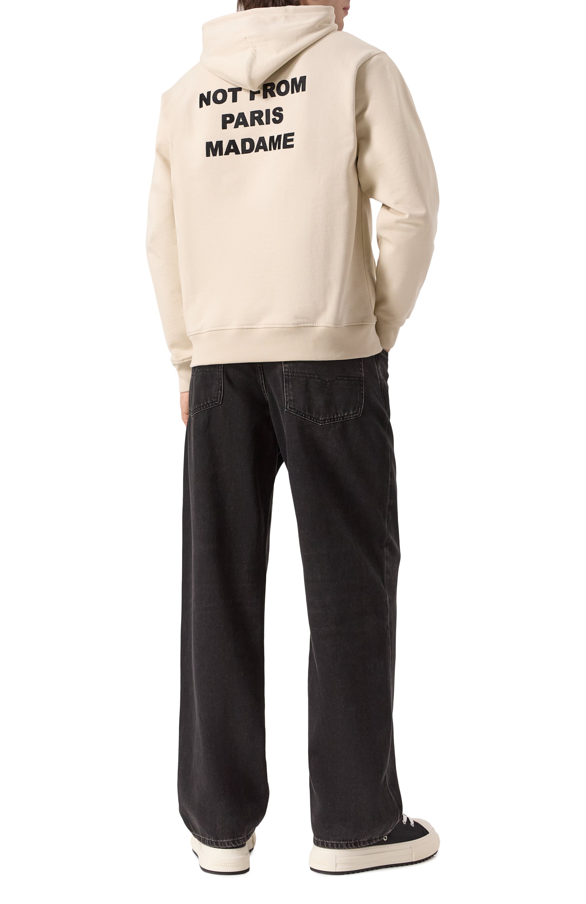 Хлопковое худи DROLE DE MONSIEUR бежевого цвета по цене 31400 руб., арт. PERM-H0162-C0127-MT, фото 2 Хлопковое худи DROLE DE MONSIEUR, арт. PERM-H0162-C0127-MT, фото 2