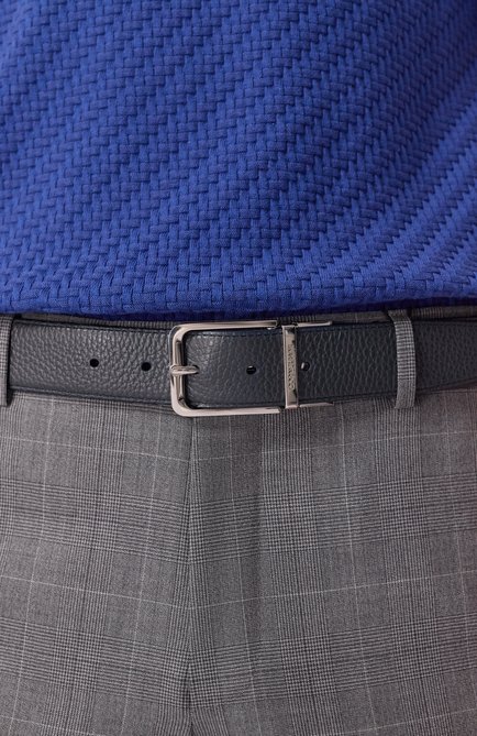 Мужской кожаный ремень CORNELIANI темно-синего цвета, арт. 25V305-2520849 | Фото 2 (Нос: Не проставлено; Материал: Натуральная кожа; Материал сплава: Проставлено)
