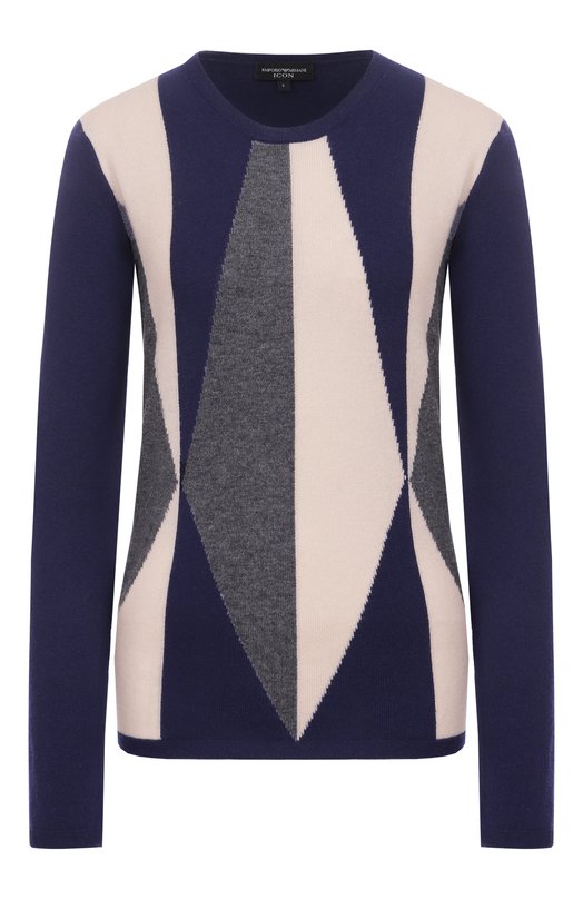 Пуловер из шерсти и кашемира Emporio Armani EW002610/AF21387/FB002 Синий EW002610/AF21387/FB002