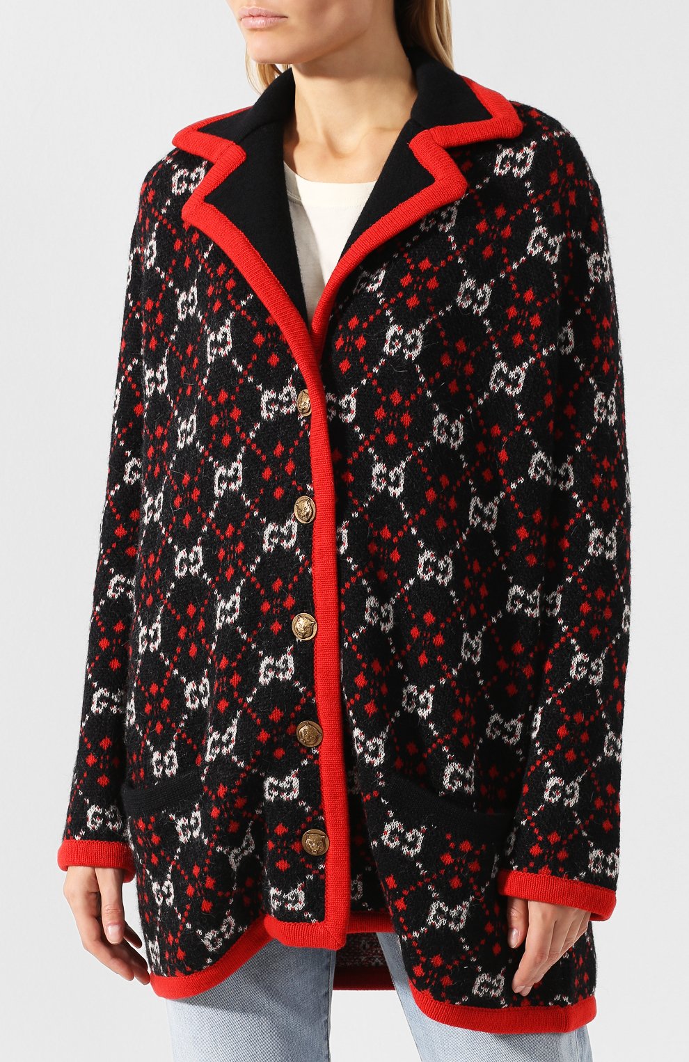 Шерстяной кардиган свободного кроя GUCCI черного цвета по цене 157500 руб., арт. 543433/X9Z62, фото 3 Шерстяной кардиган свободного кроя GUCCI, арт. 543433/X9Z62, фото 3