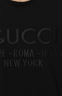 Мужская хлопковая футболка GUCCI черного цвета, арт. 616036/XJFZA | Фото 5 (Рукава: Короткие; Длина (для топов): Стандартные; Принт: С принтом; Материал сплава: Проставлено; Материал внешний: Хлопок; Драгоценные камни: Проставлено)