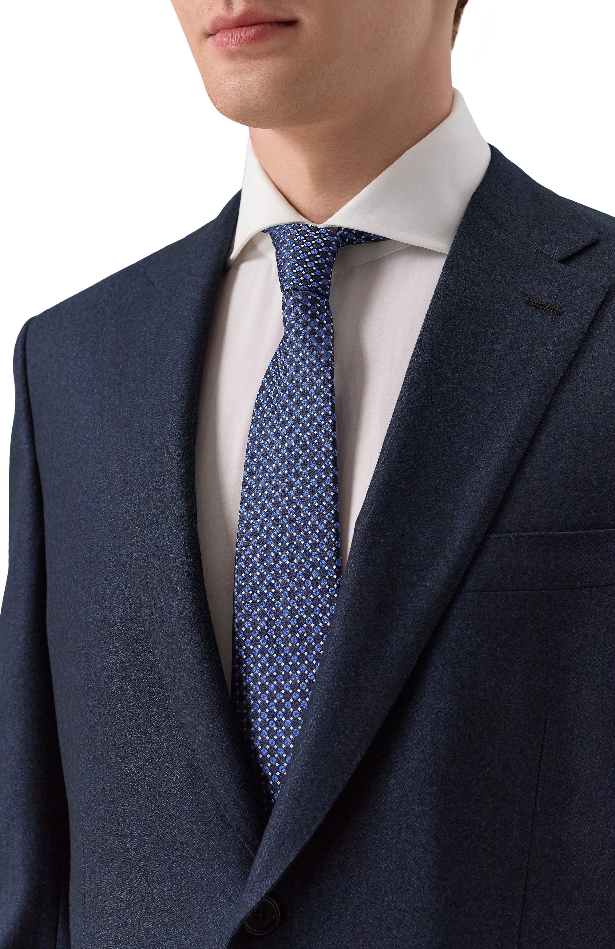 Шелковый галстук CANALI темно-синего цвета по цене 21000 руб., арт. 18/HJ04411, фото 2 Шелковый галстук CANALI, арт. 18/HJ04411, фото 2