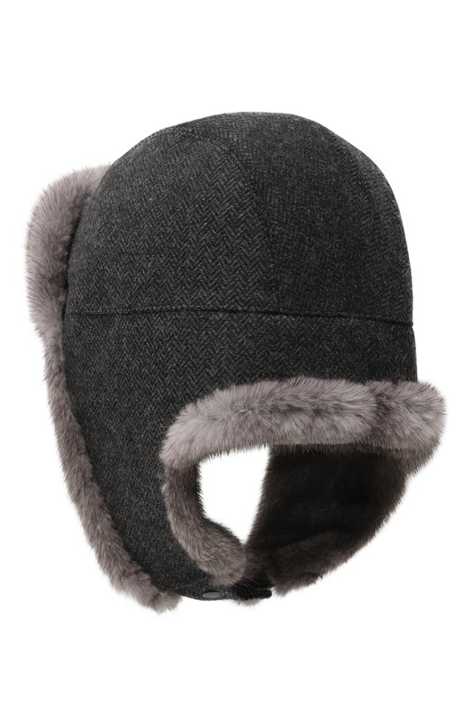 Шапка-ушанка с отделкой из меха норки VICTORIA KUSENKOVA 338700644159 Серый  338700644159 Фото 7