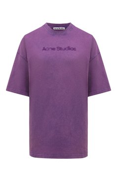 Женская хлопковая футболка ACNE STUDIOS фиолетового цвета, арт. FN-WN-TSHI000639 | Фото 1 (Материал сплава: Проставлено; Рукава: 3/4; Материал внешний: Хлопок; Длина (для топов): Удлиненные; Драгоценные камни: Проставлено; Женское Кросс-КТ: Футболка-одежда; Стили: Кэжуэл; Принт: С принт�ом)