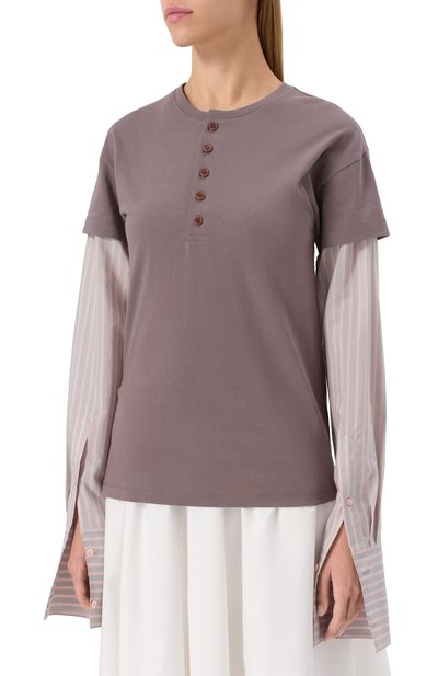 Хлопковый лонгслив-хенли DRIES VAN NOTEN, арт. 251-011156-1603, фото 3