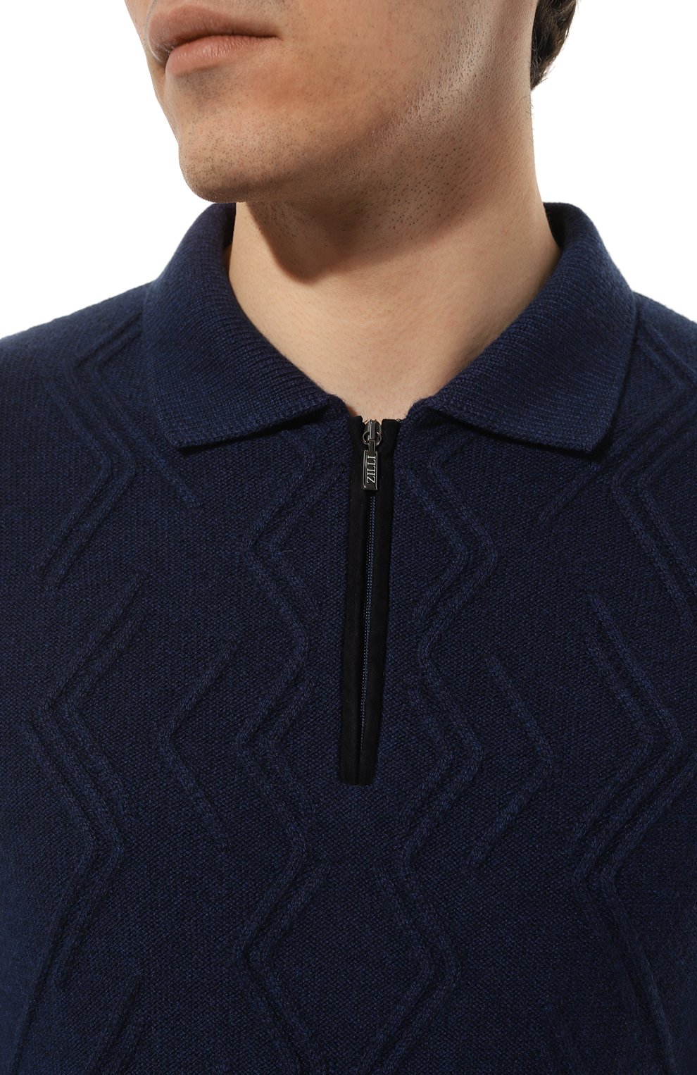 Поло из шерсти и кашемира ZILLI темно-синего цвета по цене 99000 руб., арт. KZP001M0220VMI000, фото 5 Поло из шерсти и кашемира ZILLI, арт. KZP001M0220VMI000, фото 5