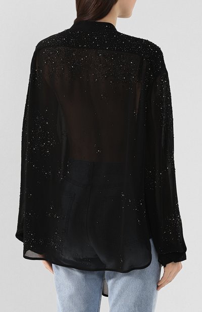 Рубашка из вискозы SAINT LAURENT черного цвета по цене 277500 руб., арт. 611913/Y241S, фото 4 Рубашка из вискозы SAINT LAURENT, арт. 611913/Y241S, фото 4