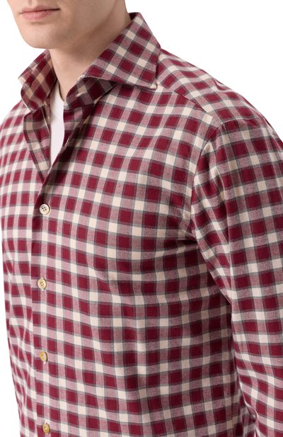 Хлопковая рубашка KITON бордового цвета по цене 115500 руб., арт. UCCH0943905, фото 5 Хлопковая рубашка KITON, арт. UCCH0943905, фото 5
