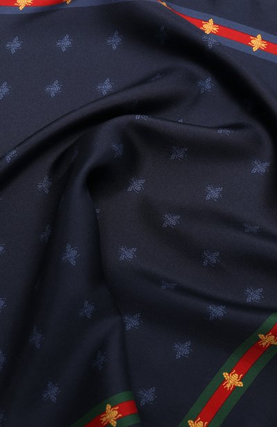 Шелковый платок GUCCI темно-синего цвета по цене 22320 руб., арт. 407465 4G001, фото 2 Шелковый платок GUCCI, арт. 407465 4G001, фото 2