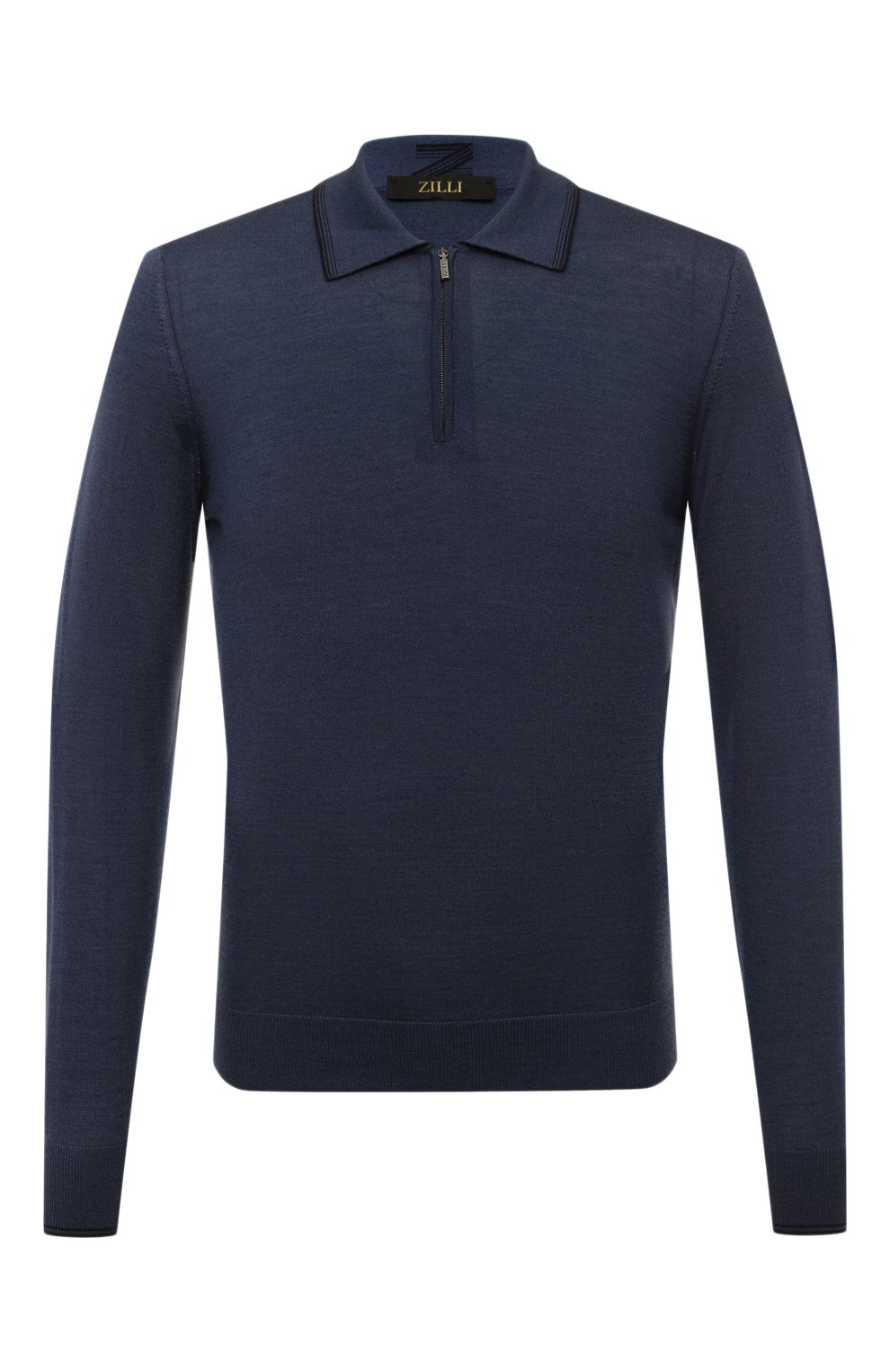 Поло из шерсти и шелка ZILLI темно-синего цвета по цене 124500 руб., арт. KZP001M0230VSPN00, фото 1 Поло из шерсти и шелка ZILLI, арт. KZP001M0230VSPN00, фото 1